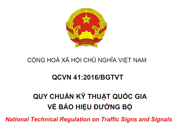 Quy chuẩn kỹ thuật quốc gia về báo hiệu đường bộ QCVN 41:2016/BGTVT